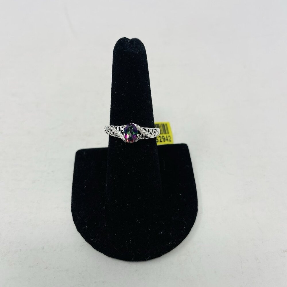 Shop LC Northern Lights Mystic Topaz‎ Size 8 Sterling Silver Solitaire Ring 5165